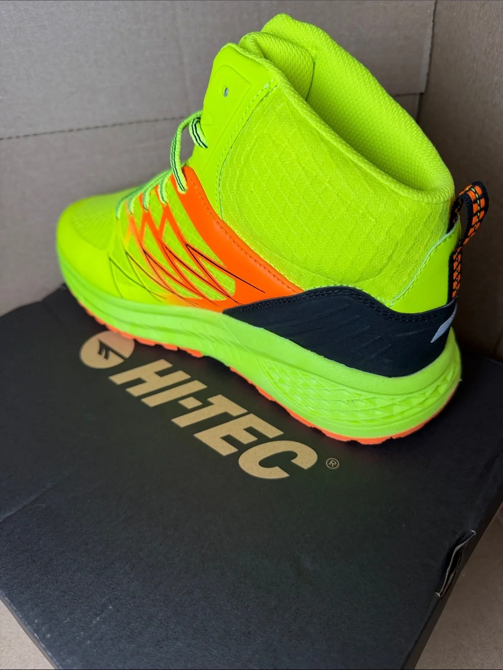 Hi-Tec Men’s Neon Green & Orange High-Top Sneakers